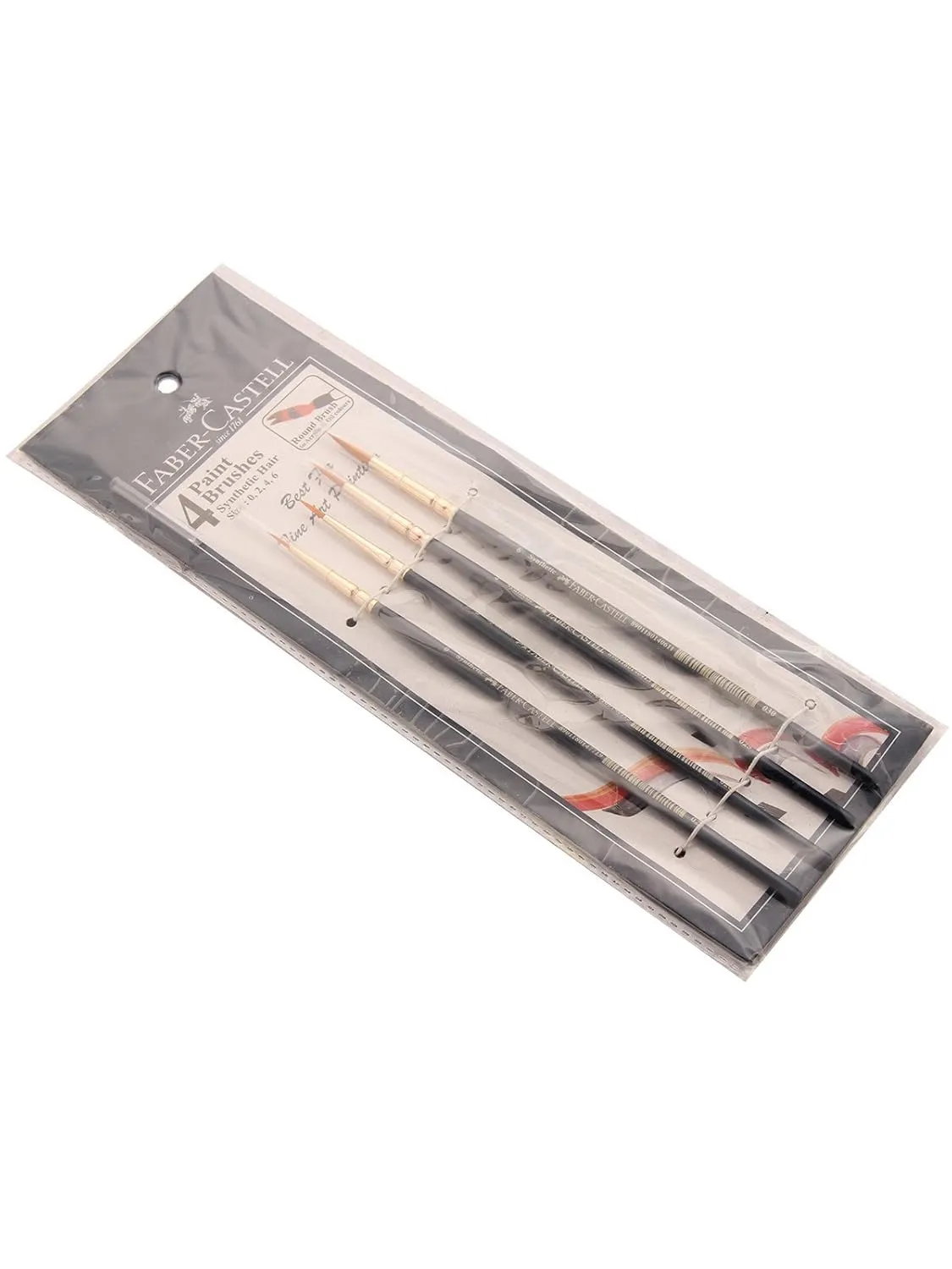 Faber-Castell Synthetic Hair Flat Assorted Paint Brush, Set Of 4 Navy Blue